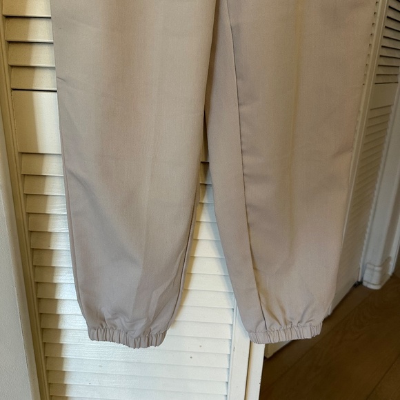 Khaki - Short Sleeve Collared Crop Top & Joggers Set - S - Picture 6 of 7